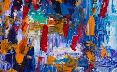 Blue-yellow-red marks, colorful, abstract art