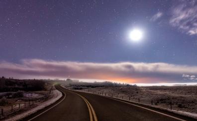 Highway, sky, clouds, landscape