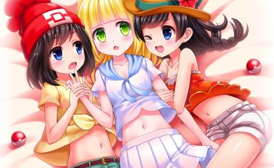 Pokémon, Lillie, mizuki, anime girls, lying down