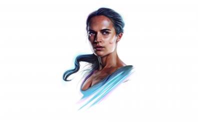 Alicia Vikander, Lara Croft, 2018 movie, minimal, art