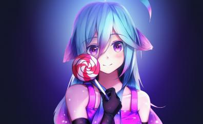 Lollipop and anime girl, cute, original