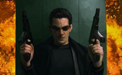 The Matrix, Keanu Reeves, movie, fan art