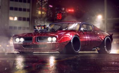 Dodge Charger, muscle car, artwork