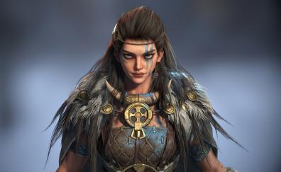 Xue, viking girl, warrior, artwork