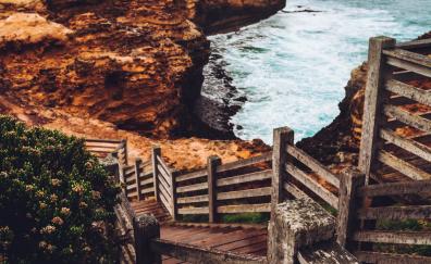 Wooden stairs, coast