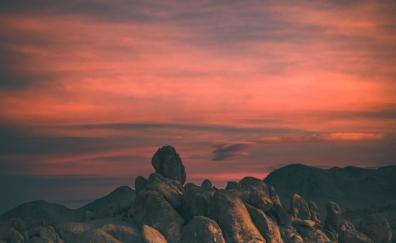 Sunset, landscape, nature, rocks cliff
