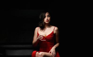 Ana de Armas, red dress, beautiful, 2020