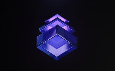 A purple cube, 3d cube, abstract