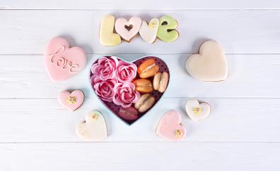 Rose, heart shape, cookies, macaron