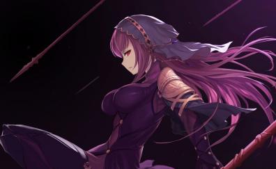 Warrior, artwork, scathach, Fate/Grand Order, anime girl