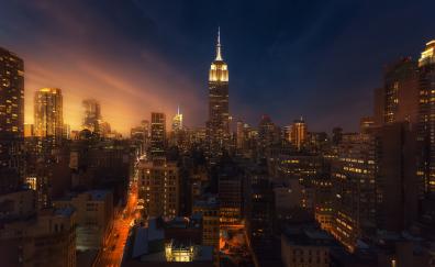 Cityscape, new york, Empire State building, night