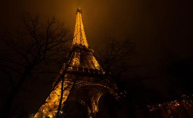 Eiffel Tower, architecture, night