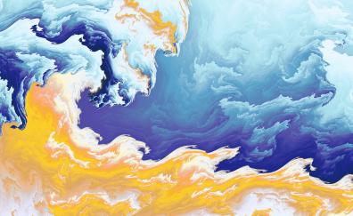 Yellow blue clouds, fractal, digital art