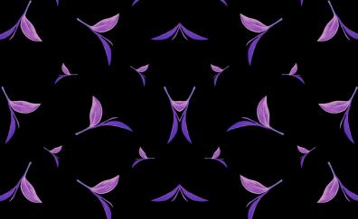 Violet leaves, dark background, abstract, minimal
