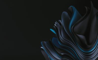 Windows 11's stock wallpaper, blue-black sheet curvy, dark