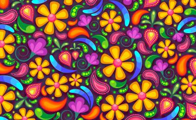 Flowers, colorful, art, abstract