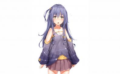 Cute, blue hair anime girl, minimal, original