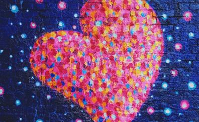 Wall paint, heart, surface, colorful