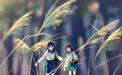 Art, dwarf, grass, anime girls