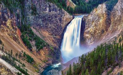 Yellowstone National Park, Yellowstone Falls, waterfall, nature
