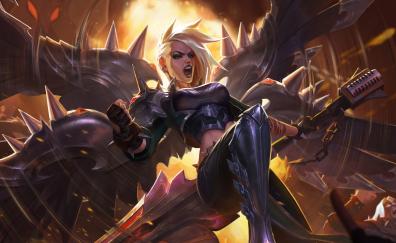 Angry girl, kayle, video game, League of Legends