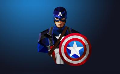 Captain America, artwork, low poly