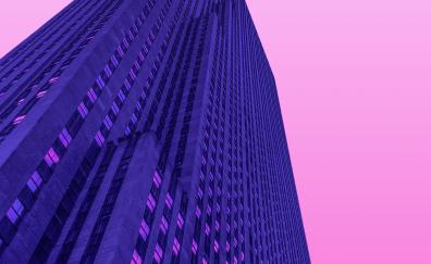 Pink sky, high building, architecture