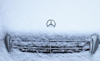 Winter, snow layer, cars, Mercedes-Benz