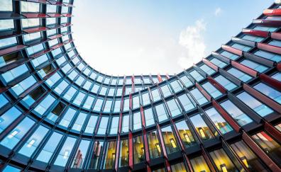 Architecture, office building, oval shape, glass window