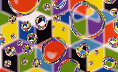 Bubbles, drops, multicolored