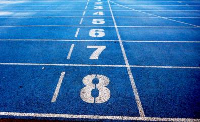 Running track, sports, numbers, typos