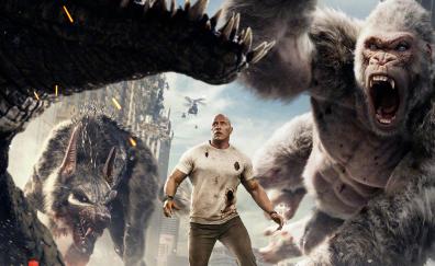 Rampage, Gorilla, wolf, chinese poster, 2018 movie