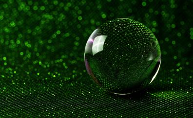 Sphere, 3D, glass ball, green glitter