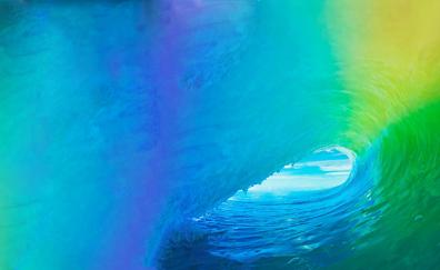 Waves, colorful, blue-green, abstract