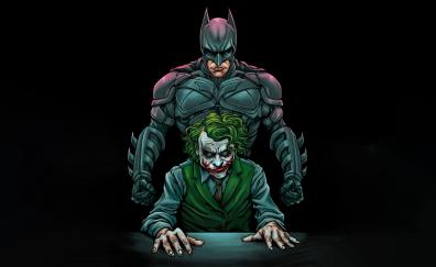 Batman vs Joker, interrogation, art