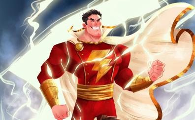 Shazam!, superhero, lightning, art