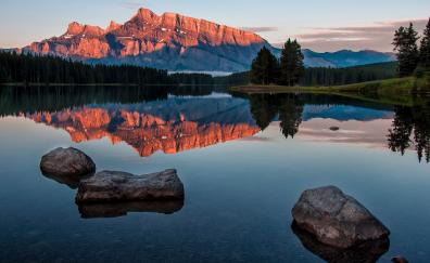 Banff national park, lake, nature, rocks, reflections