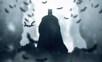 Batman, bat-cave, bats, silhouette