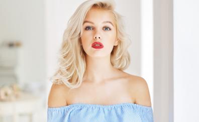 Aqua eyes, woman model, blonde, pretty