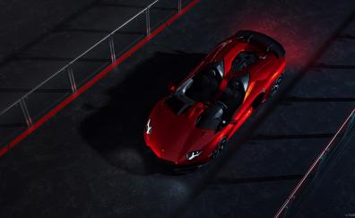 Lamborghini Aventador R, red sports car, fan art