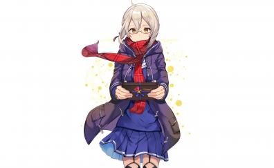 Mysterious Heroine X, Fate/Grand Order, scarf, anime girl with gift box, cute