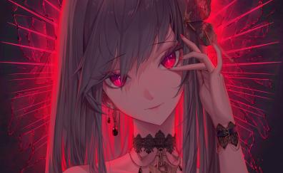 Fairly anime girl, fantasy, red-eyes, original
