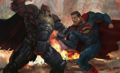 Batman vs superman, superhero's fight, artwork