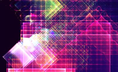 Abstract, fractal, multicolored, grid, lines, squares