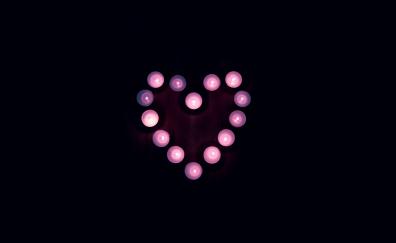 Heart, shape, arranged, candles, dark, love