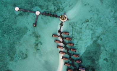 Resort, aerial view, tropical sea