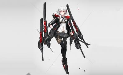 Anime girl and her Armour, weapons, original