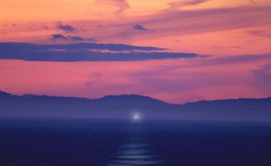Sunset, island, silhouette