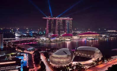 Marina Bay Sands, Singapore, cityscape, buildings, aerial view