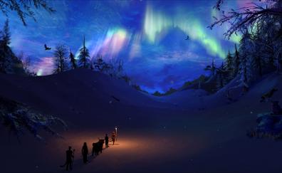 Northern Lights, landscape, The Elder Scrolls V: Skyrim
